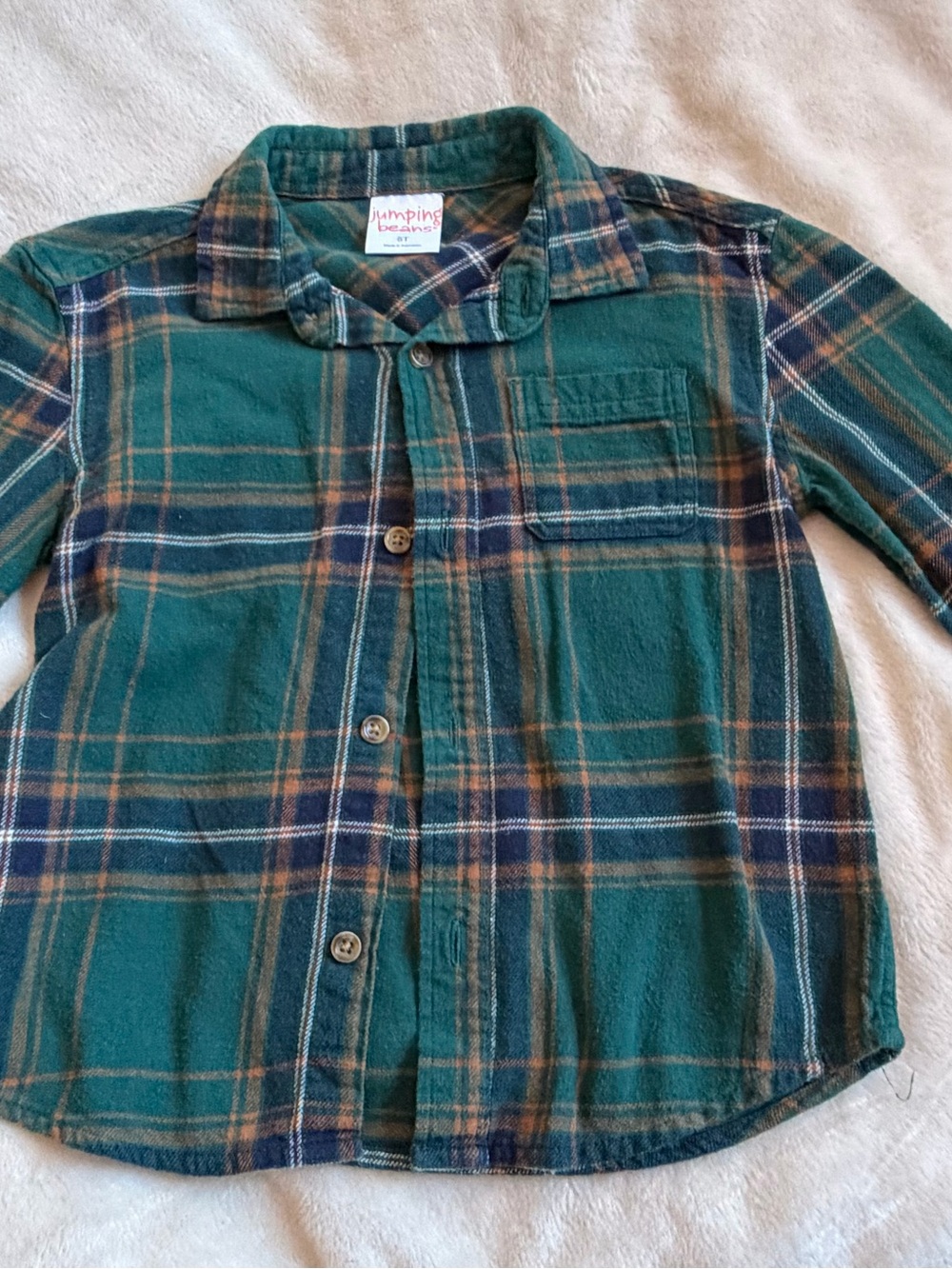 jumping beans Green and Navy Plaid Button-Down Shirt